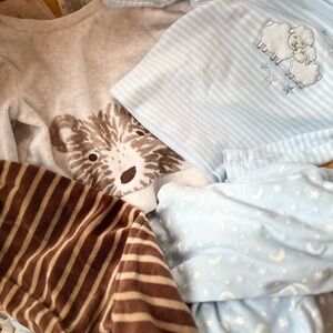 Adorable 2 Baby Set bundle with Bear and Sheep - Cream and Blue